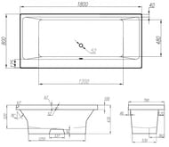 Ванна отдельностоящая Astra-Form Капри 01010034 (1800х800х650) иск. камень, ножки в комплекте,белый