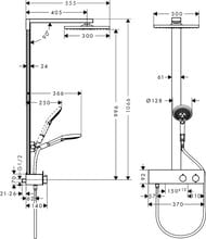 Душевая система Hansgrohe Raindance E 300 Showerpipe 350 термостат,верхний и ручн.душ,хром 27361000