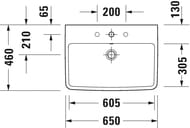 Умывальник Duravit No.1  650х460мм, с переливом, белый 23756500002