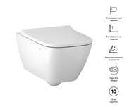 Инсталляция Geberit Duofix клавиша хром+Унитаз Smyle Square без ободка+Сиденье микрол. 500.300.21.S