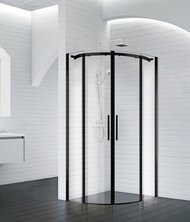 Душевой уголок BelBagno Acqua (885-900x885-900x1950) R-2-90-C-NERO полукруг, стекло прозр/черн