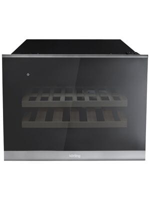 Винный шкаф Korting KFW 501 SL GXN (455х590х563) встраиваемый, 1 зона, черное стекло+нерж сталь