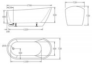 Ванна акриловая BelBagno BB62-1700-W0 1700х720х720мм, отдельностоящая, без перелива, д/к, белый