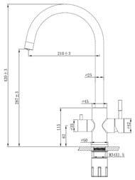 Смеситель для кухни ESKO K22 B однозахватный, с каналом для подкл. питьевой воды, черный матовый