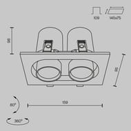 ������������ ���������� Maytoni Hidden (������) DL045-02-10W4K-W, 4000K, 20��, 36�, IP20, �����