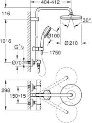 ������� ������� Grohe Tempesta Cosmopolitan 27922001  ���������, ����� 100��, ������� ��� 210��