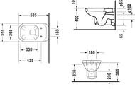 Унитаз подвесной DURAVIT 1930 355х580х335 горизонтальный выпуск 0182090000