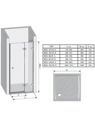 ������� ����� RAVAK BRILLIANT BSD2-100 A-R (990-1005x1950) ��������� ������, ������,����+Transparent