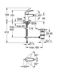 Смеситель для биде Grohe EuroSmart 84 мм, однозахватный, с донным клапаном, хром 32929003 — изображение 4