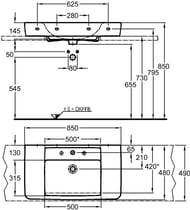 �������� Geberit Renova Plan  (850�480�120) ���������, ���. ��� ���������, ������� 125185000