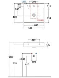 Раковина Globo T-EDGE (500х470х120) подвесная/накладная, с отверстием под смес., белая B6R51BI — изображение 2