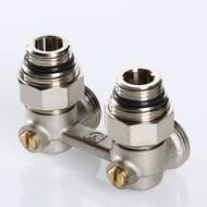 Узел для нижнего подключения радиатора VALTEC 3/4" угловой, евроконус, c адаптерами VT.345.KNA.E04
