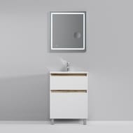 Зеркало AM.PM Gem настенное с LED-подсветкой (650х700х30) с часами и косм.зеркалом M91AMOX0653WG