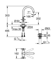 Смеситель Grohe Atrio New 21019003 для умывальника двухрычажный, L-Size, хром