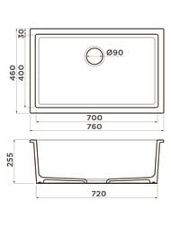 ����� Omoikiri OKINOSHIMA 76-U/I G Matt 760�460�255��, ������������, ������ 4993169