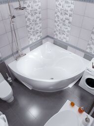 Ванна угловая Triton Сабина (1600х1600) с каркасом и сливом-переливом V53O+V69+CK60PF