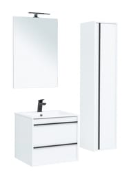 Тумба под умывальник Aquanet Lino 60 590х533х495 подвесная, 2 ящика, цвет: белый матовый 253901