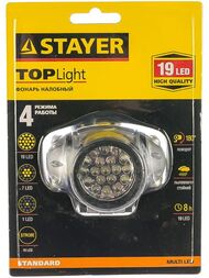 Фонарь STAYER "STANDARD" налобный светодиодный, 19LED, 4 режима, 3ААА 56570 — изображение 5