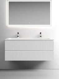 Тумба под раковину SANCOS Snob T (1195х445х500) подвесная, два ящика, белый матовый SNT120W