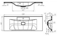 Умывальник мебельный BelBagno (1200х450х155) искусственный мрамор, белый BB1200/450-LV-MR-PR