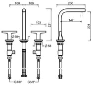 ��������� ��� �������� Fantini Sailing 67P5J007W �� 3 ���������, �������������, Matt Gun Metal PVD