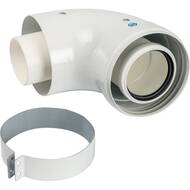 Элемент дымохода конденсац. адаптер STOUT 90° DN60/100 м/п PP-FE c хомутом SCA-8610-230090