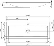 Умывальник RAVAK CLEAR (1000х380х120) мебельный, белый, с отверстием под смеситель
