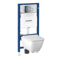 Инсталляция Geberit Duofix клавиша хром+Унитаз Smyle Square без ободка+Сиденье микрол. 500.300.21.S