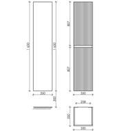 Шкаф-пенал SANCOS Snob R (350x350x1650) подвесной, две дверцы, белый матовыйPSNR35W