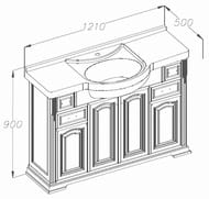 Тумба с раковиной Opadiris Риспекто 120 1216х495х905 напольная,орех антик. Z0000009574+4640021060957