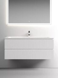 Тумба под раковину SANCOS Snob T (1195х445х500) подвесная, два ящика, белый матовый SNT120W