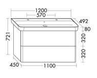 ����� � ��������� Burgbad Iveo 1200�492�721 LED, 2 �����, ��� �������/����� ���� SFFT120F2834G0183C0001*2