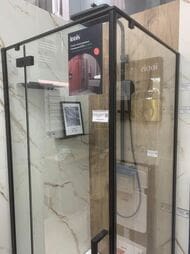 Уценка! Душевой уголок IDDIS Slide (900х900х1950) квадратный, черный, стекло прозр, алюм. профиль