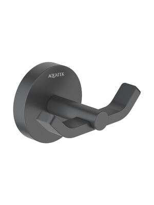 Крючок для ванной Aquatek Бетта AQ4602MB двойной, цвет: черный матовый